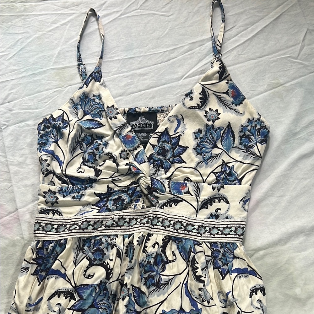 Angie Floral Maxi Dress - Blue and White